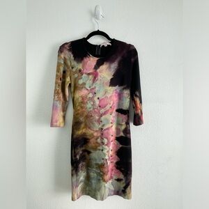 Philosophy watercolor colorful tie dye black 3/4 sleeve dress workwear dressy M